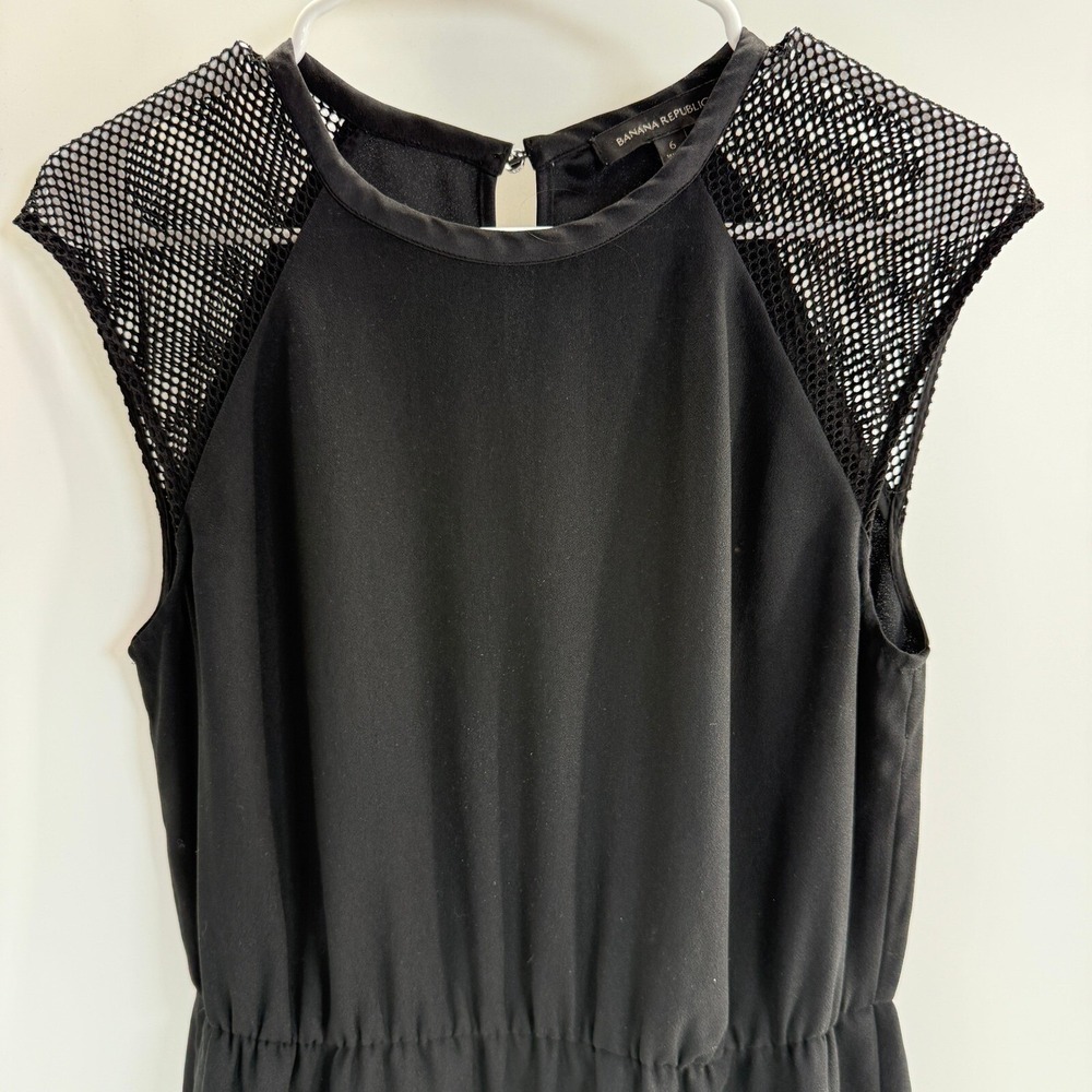 Banana Republic Black Dress Sleeveless Mesh Detail Casual Size 6 LBD Boho Chic - Picture 3 of 16